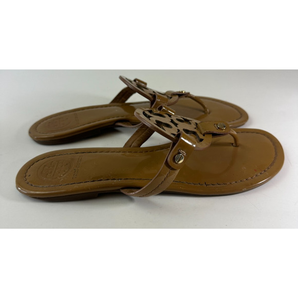 Tory Burch Miller Leather Thong Sandals Tan Beige Flip Flops Women's Size 9 M - Picture 13 of 16